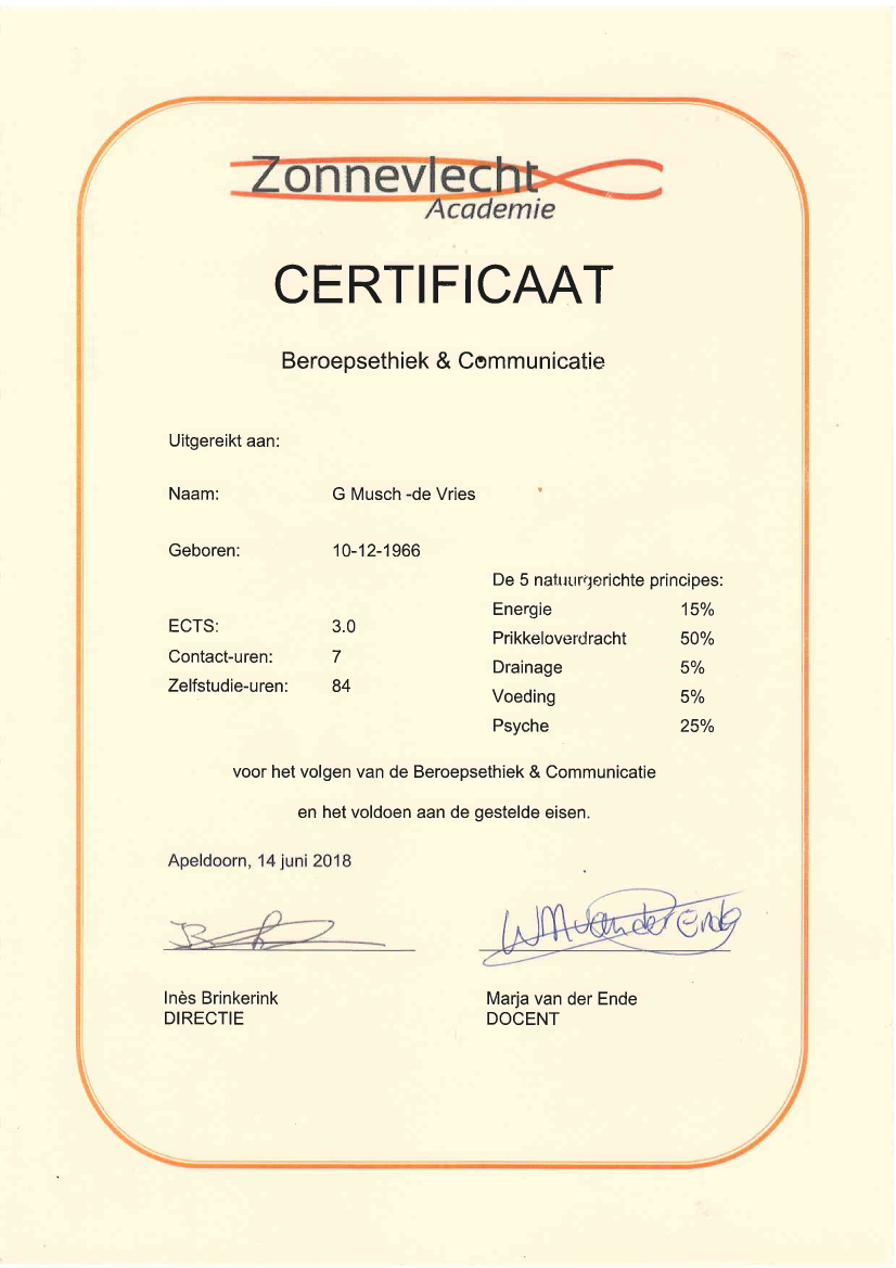 Certificaat Beroepsethiek & Communicatie