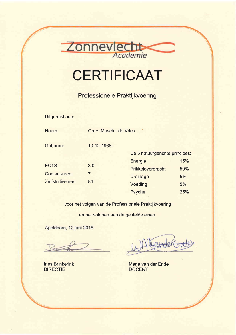 Certificaat Professionele Praktijkvoering