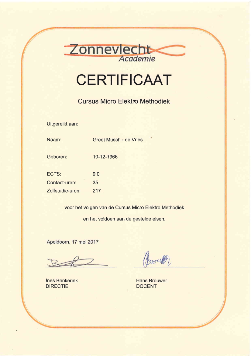 Cursus Micro Electro Methodiek